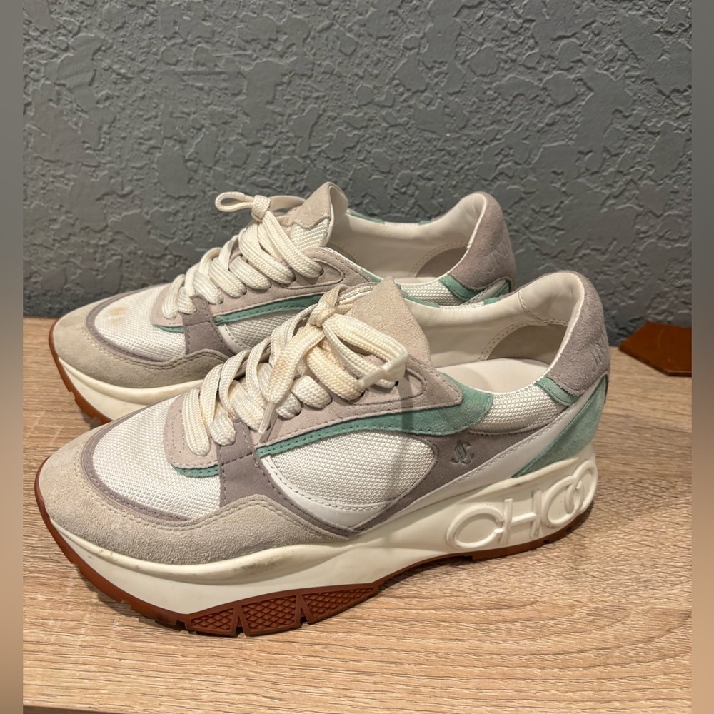 AUTHENTIC JIMMY CHOO Landon Low Top Sneakers Women's 36.5 - Picture 2 of 8